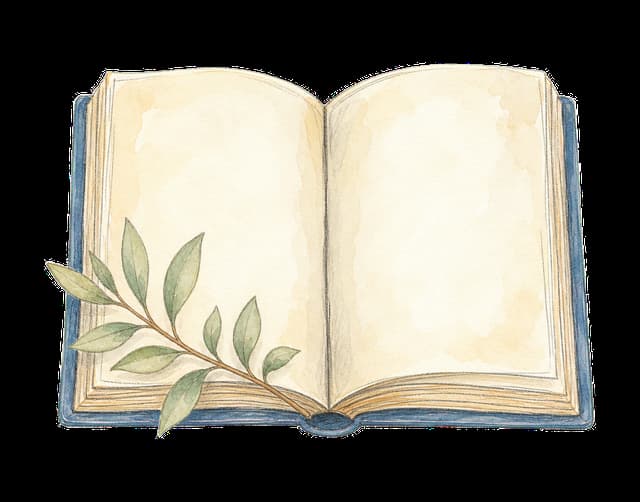 A hand-drawn open storybook
